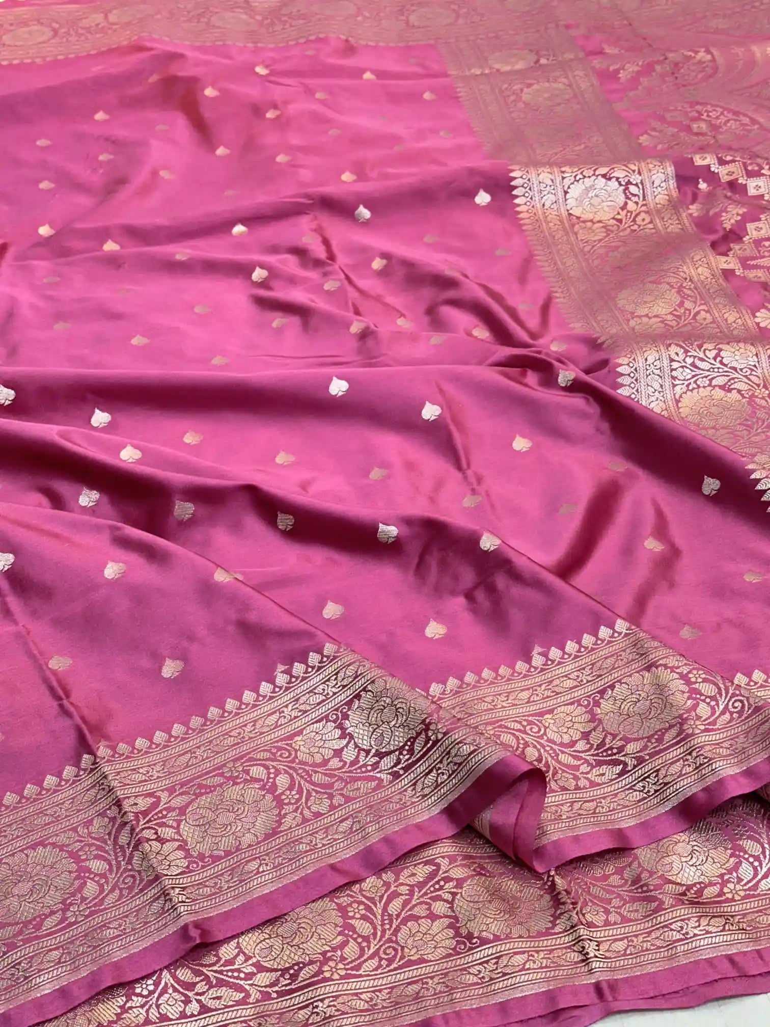 Mauve Peach Premium Mashru Katan Saree