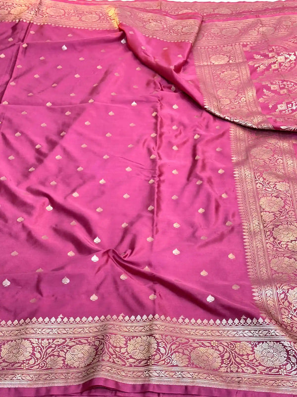 Mauve Peach Premium Mashru Katan Saree