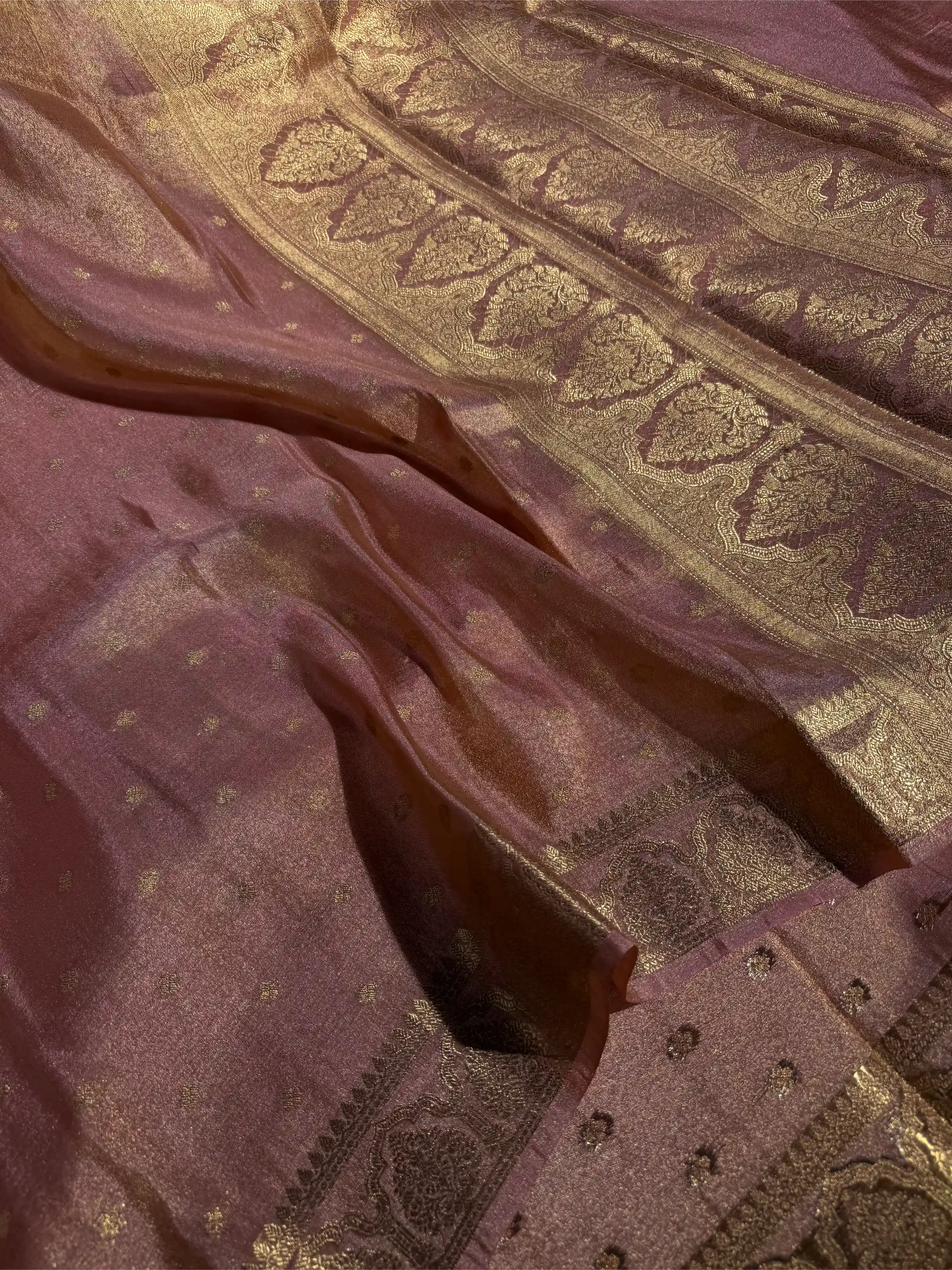 Mauve Pink Tissue Silk Zari Buti Weave Banarasi Saree