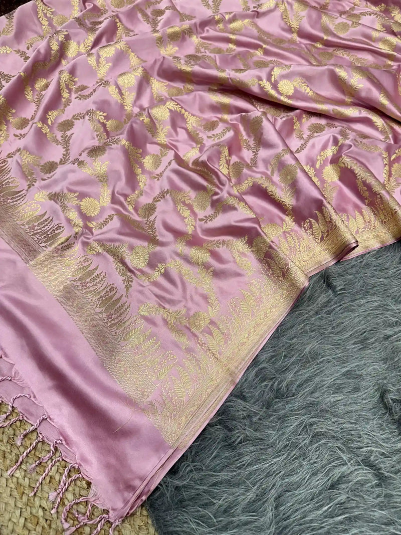 Mauve Pink Premium Mashru Katan Banarasi Suit