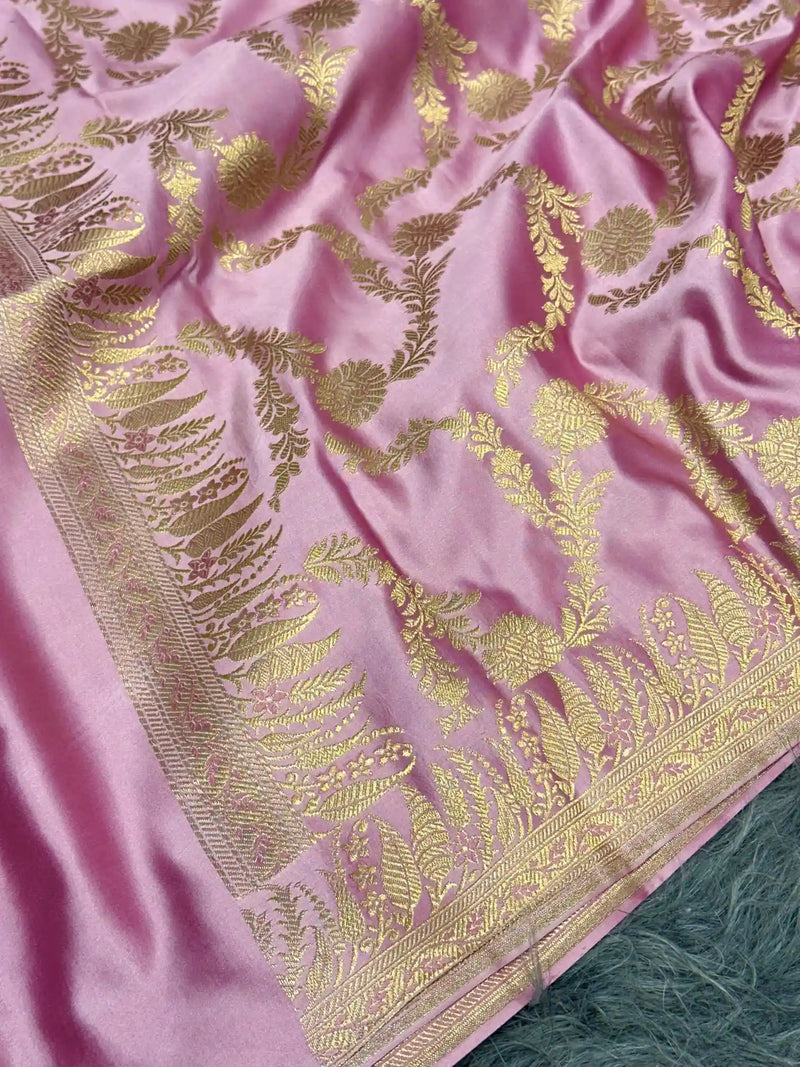 Mauve Pink Premium Mashru Katan Banarasi Suit