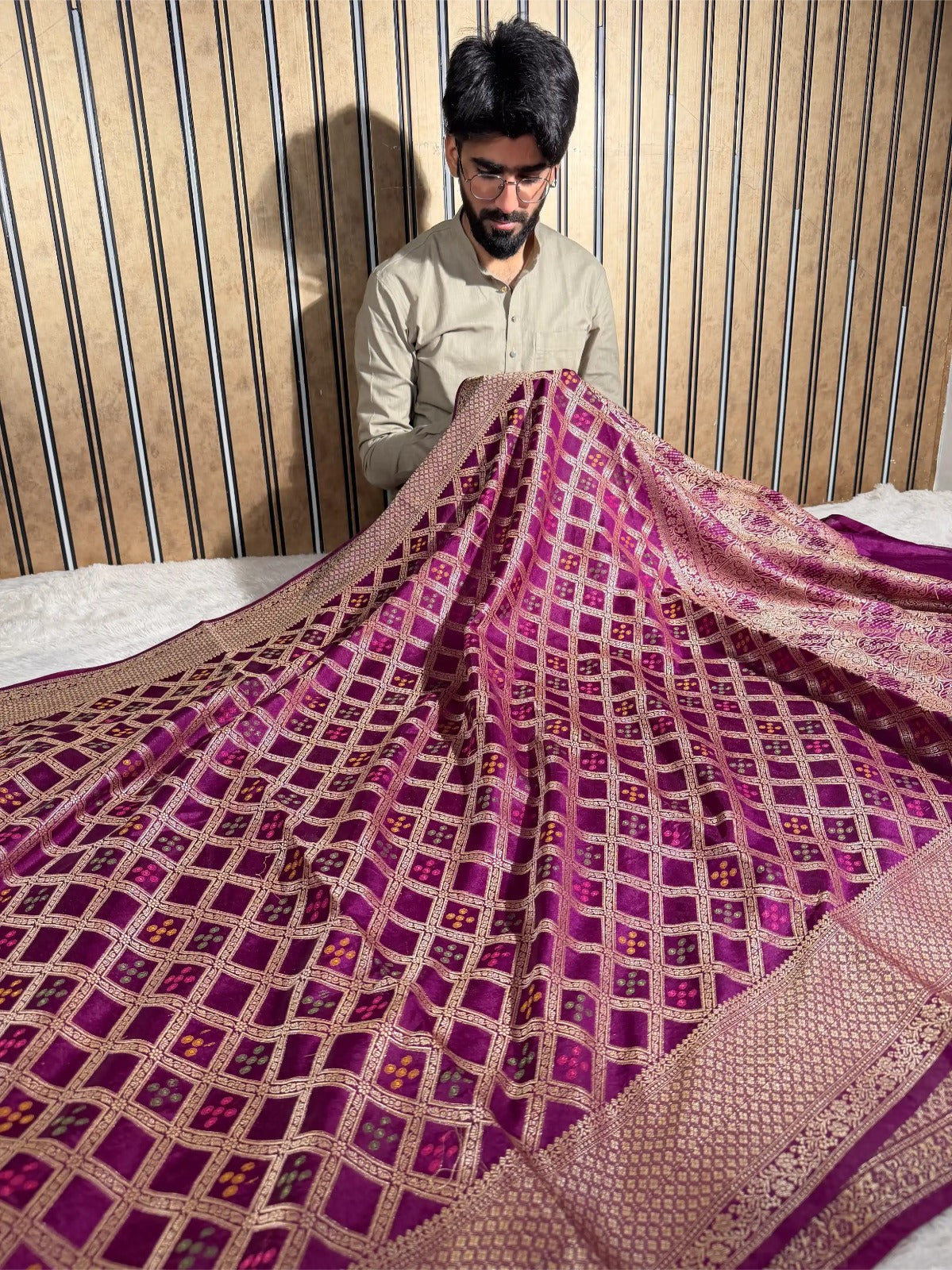 Mauve Pink Traditional Meenakari Georgette Banarasi saree