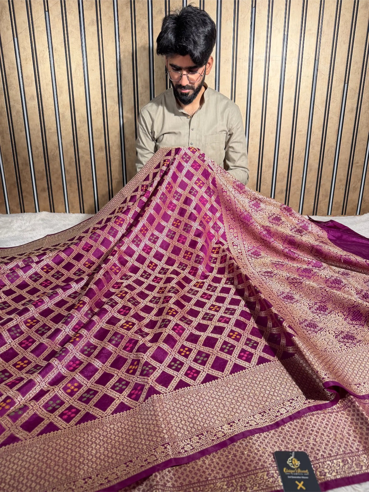 Mauve Pink Traditional Meenakari Georgette Banarasi saree