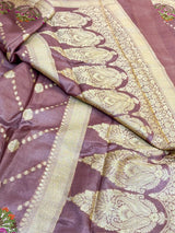 Mauve Shade Meenakari Pure Tussar Silk Saree