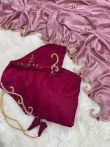 Mauve Shade premium Softsilk Handwork Saree