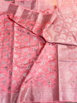 Mauve Peach Intricate Meenakari Chiniya Silk Saree