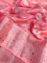 Mauve Peach Intricate Meenakari Chiniya Silk Saree