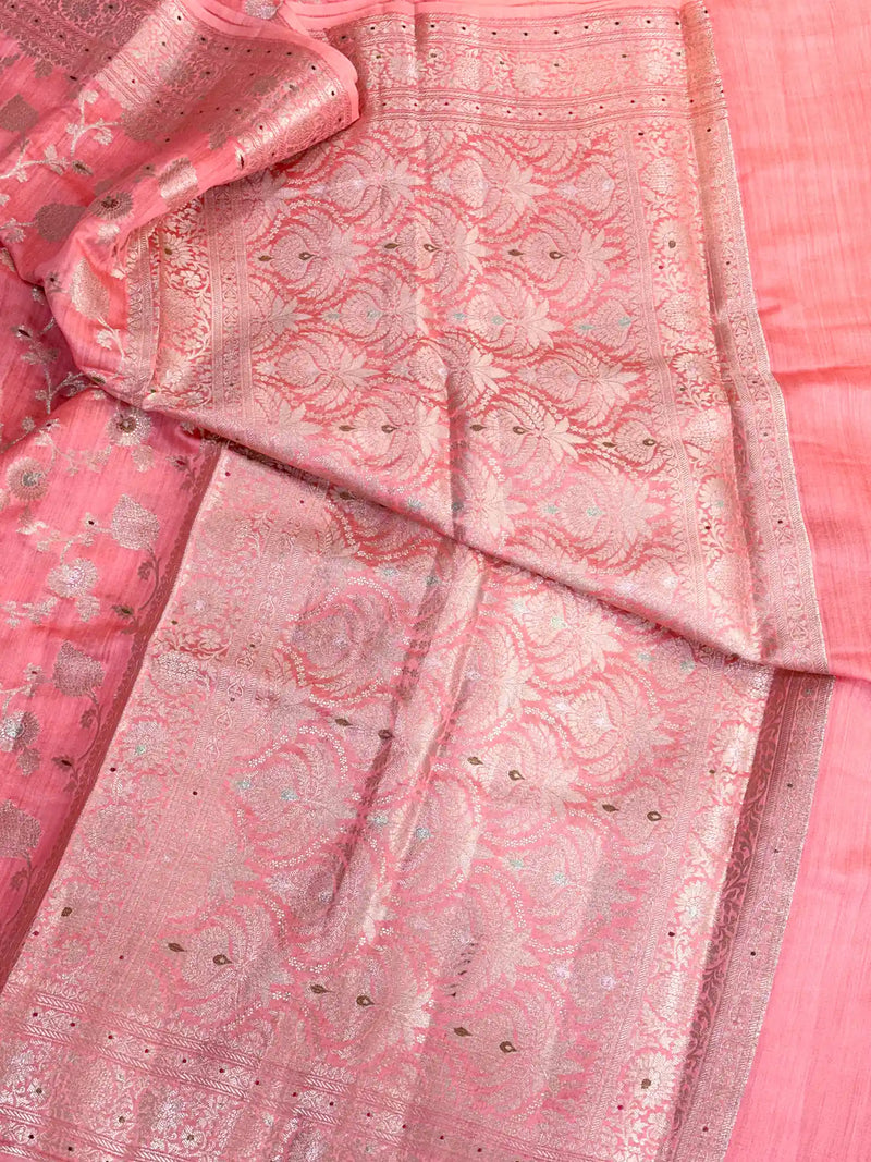 Mauve Peach Intricate Meenakari Chiniya Silk Saree