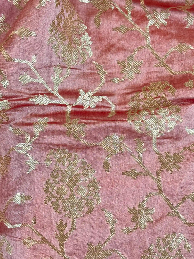 Mauve Peach Pure Chiniya Silk Banarasi Saree