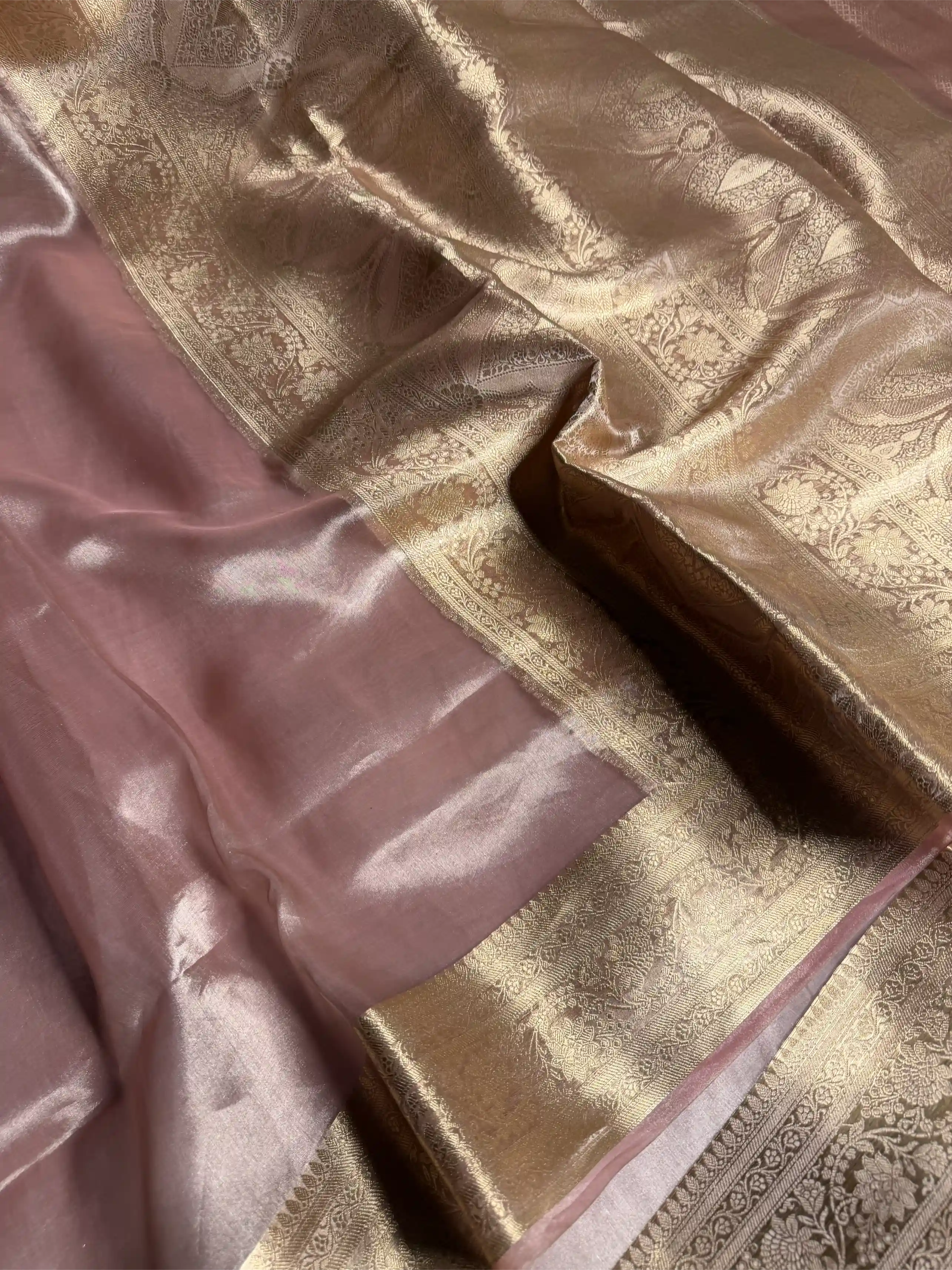 Mauve Pink Pure Tissue Silk Traditional Banarasi Saree
