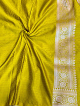 Mehandi Green Mashru Katan Silk Leheriya Weave Banarasi Saree