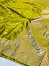 Mehendi Green Premium Mashru Katan Saree 