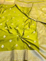 Mehendi Green Premium Mashru Katan Saree 