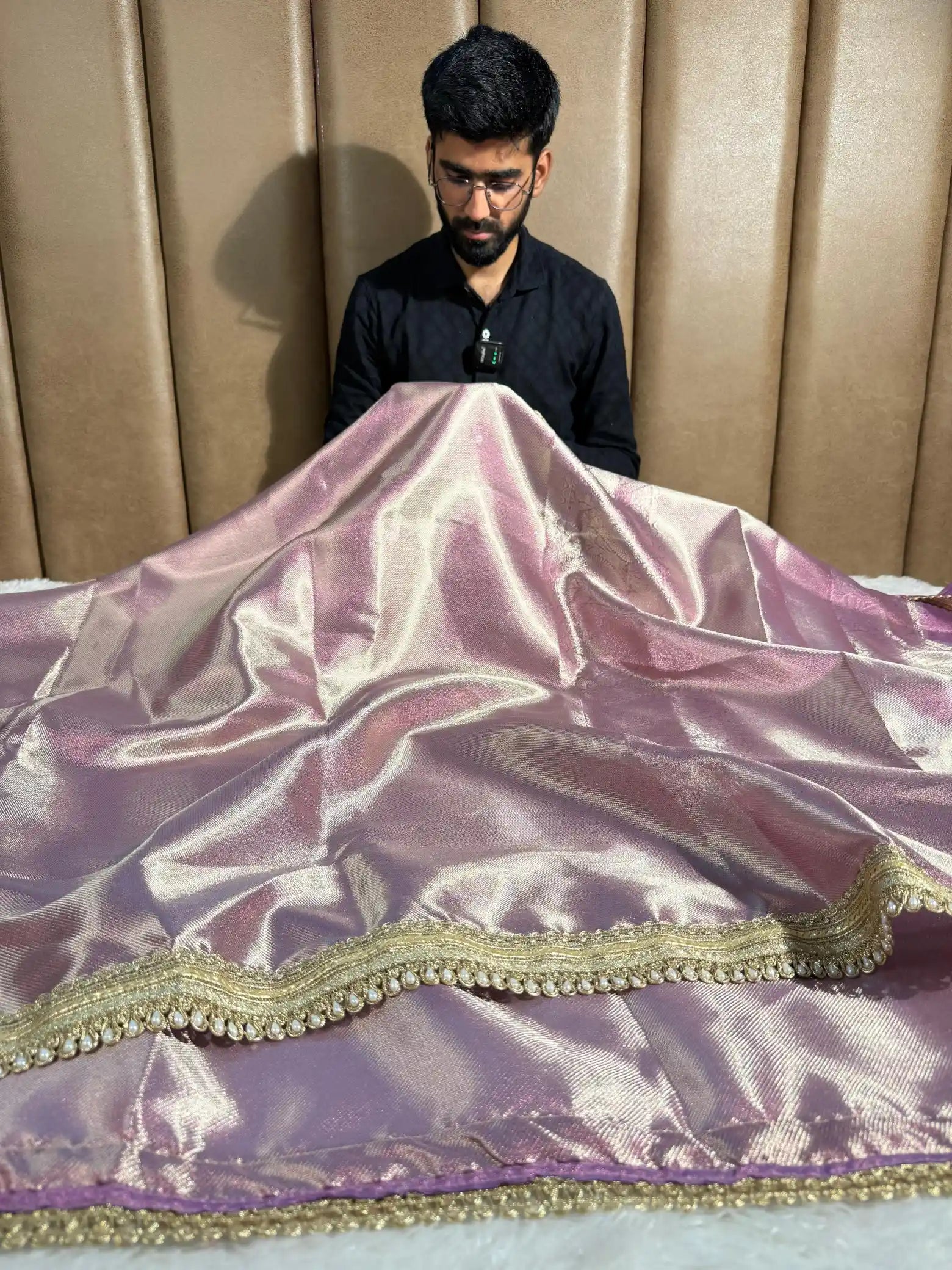 Metallic Lavender Tissue Silk Kanjivaram Brocade Banarasi Saree
