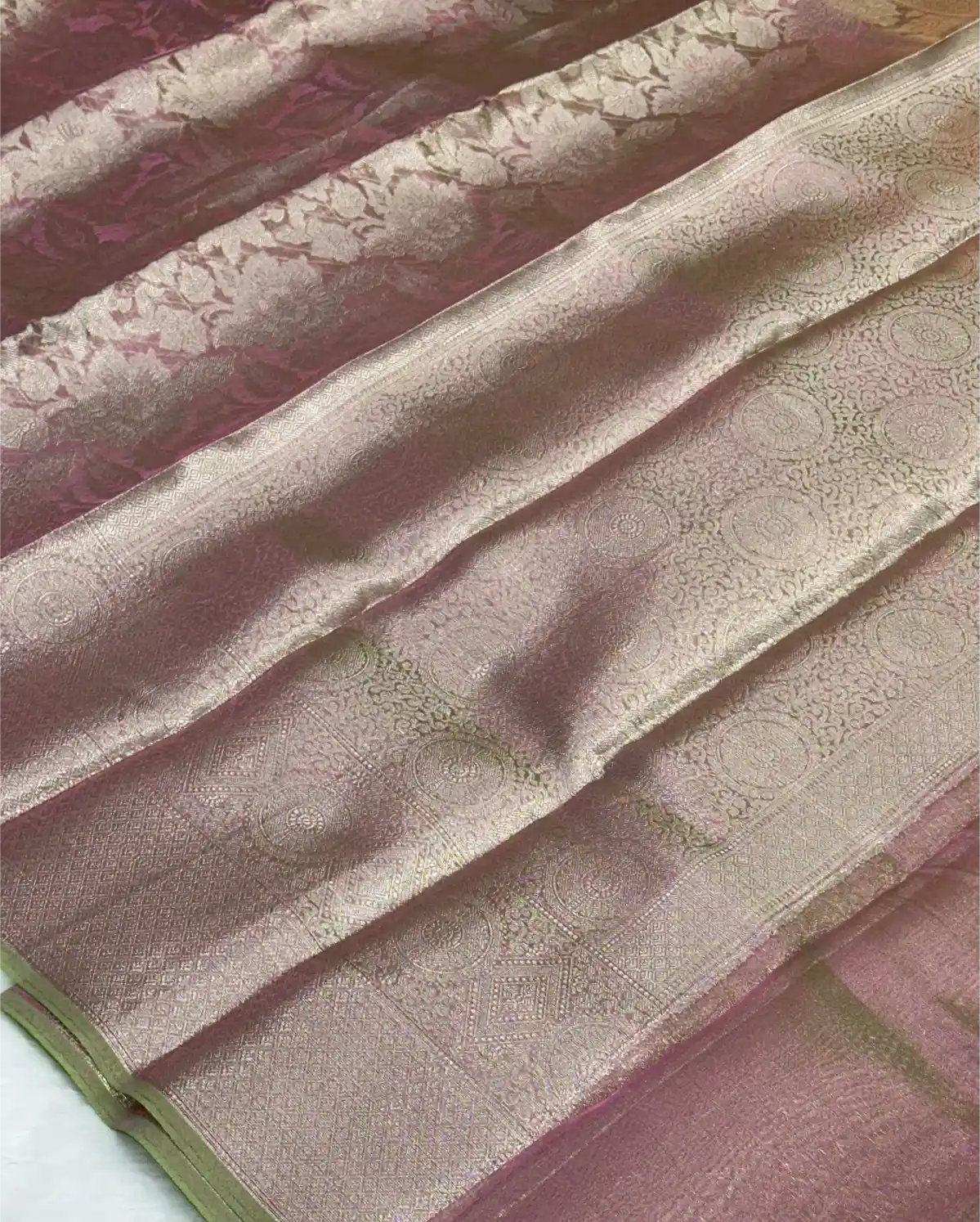 Metallic Neon Pink Colour Glass Tissue Silk Saree