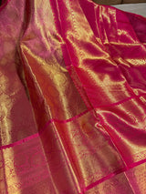 Metallic Pink Tissue Silk Embossed Banarasi Saree