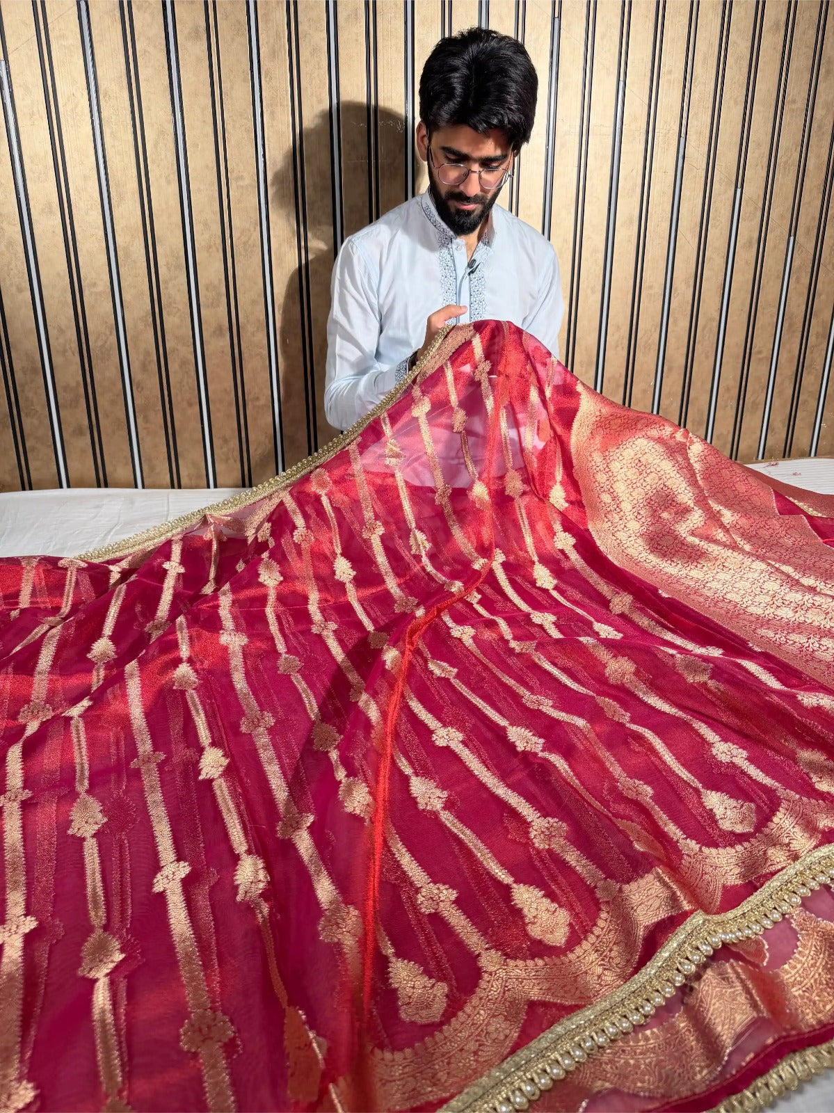 Metallic Rani Soft Tissue Silk Designer Banarasi Saree