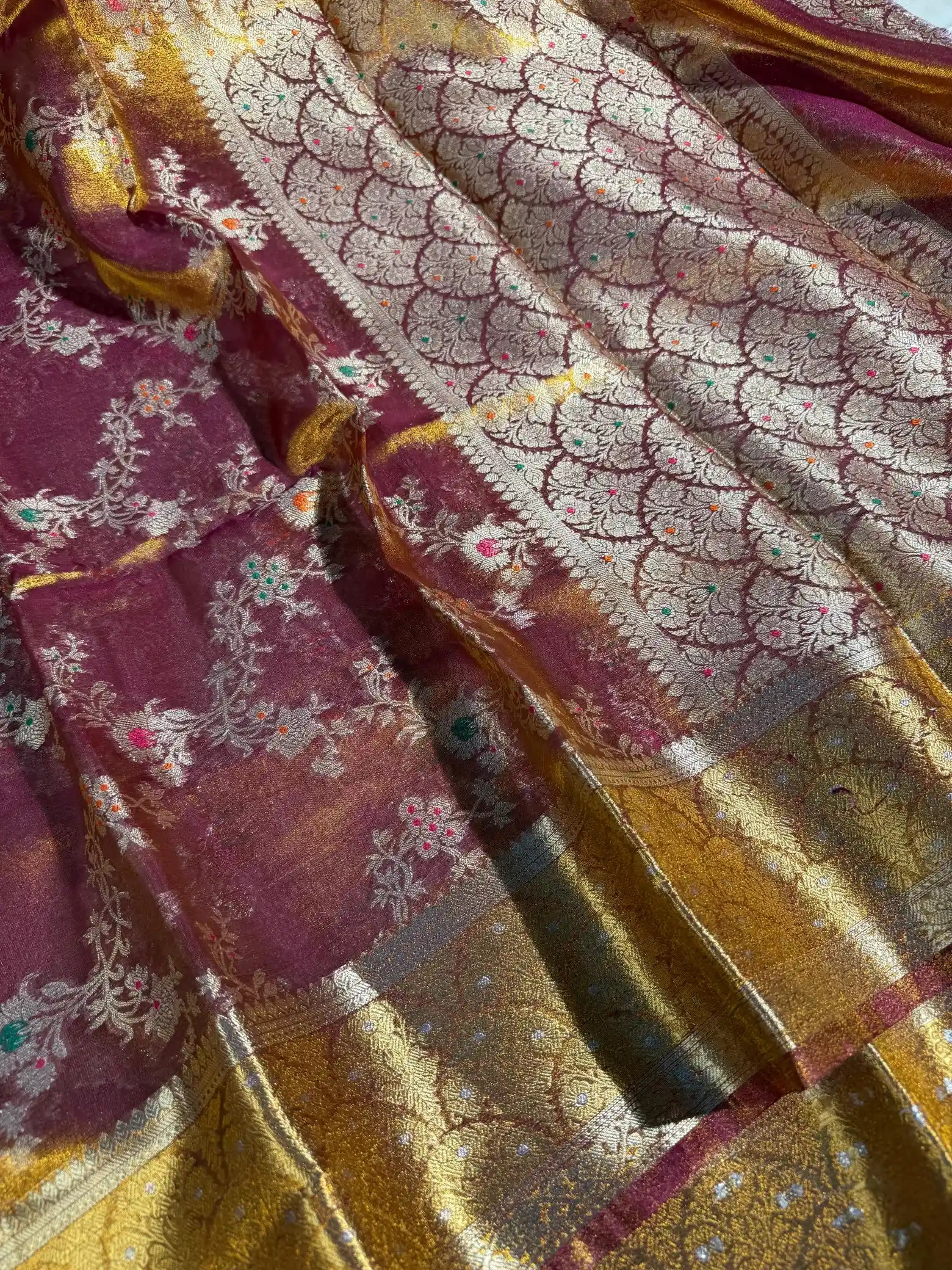 Metallic Tissue Silk Heritage Intricate Meena Weave Banarasi Saree