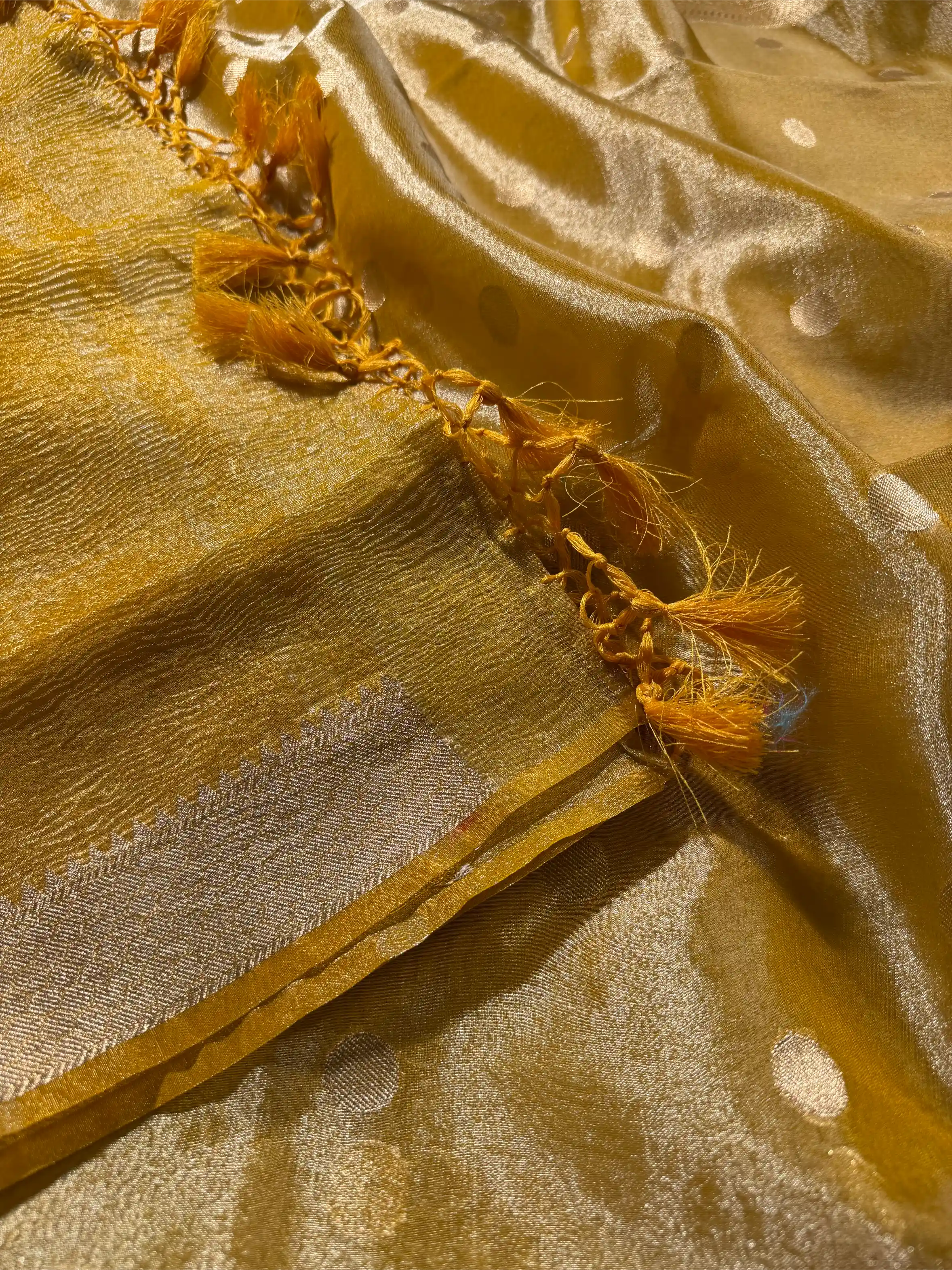 Metallic Yellow Kora Tissue Banarasi Suit