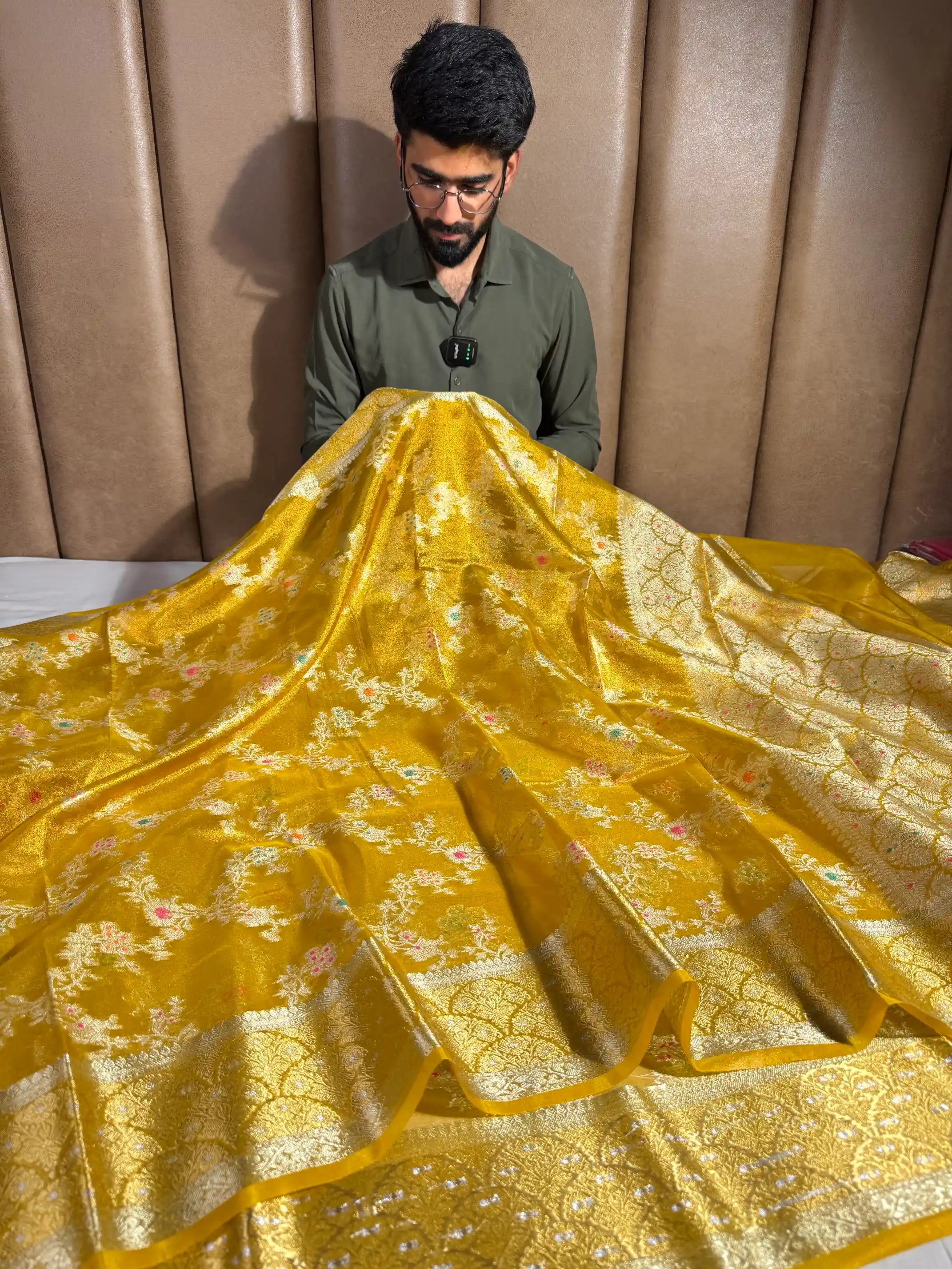 Metallic Yellow Tissue Silk Heritage Intricate Meena Weave Banarasi Saree