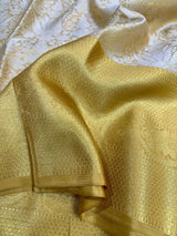 Metallic Gold Tissue Silk Copper Zari Ikkat Banarasi Saree