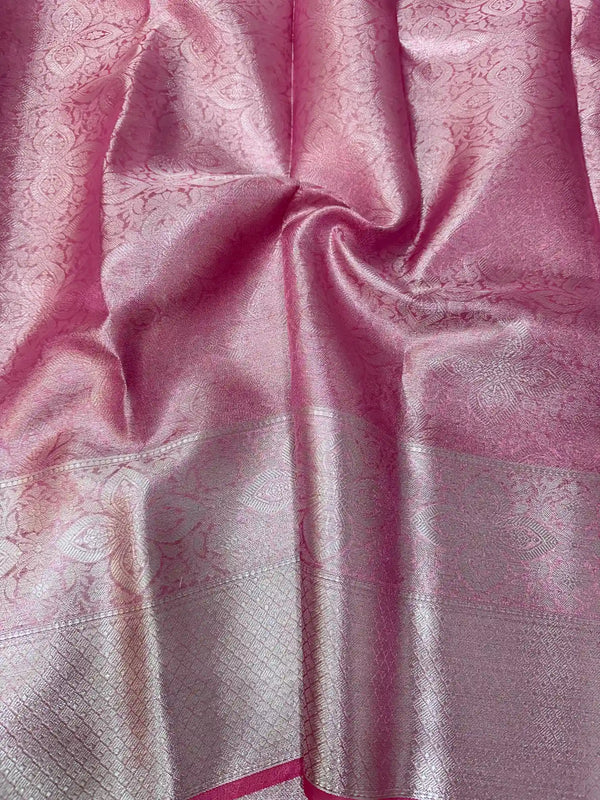 Metallic Pink Colour Tissue Silk Saree