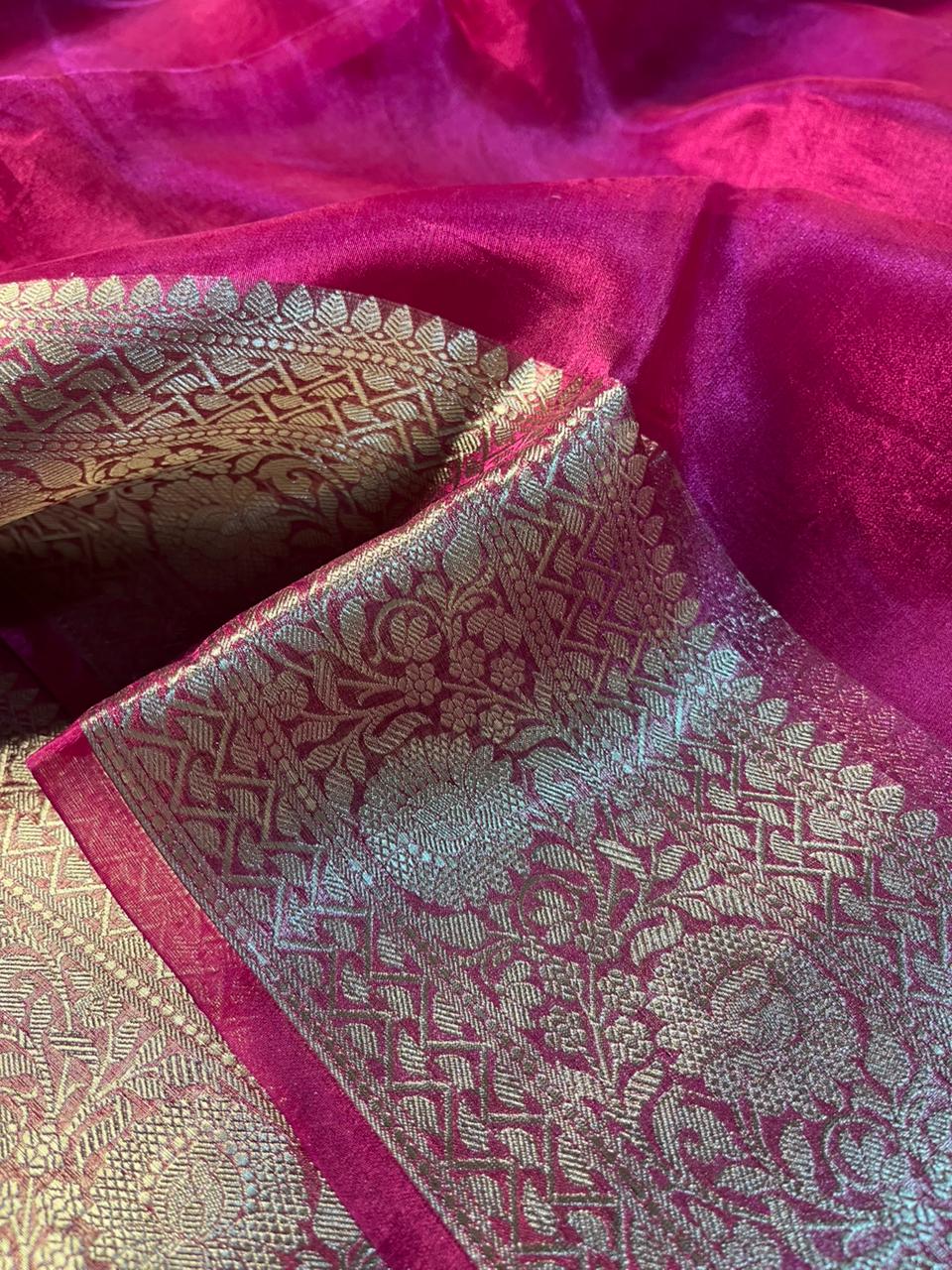 Pure tissue silk saree with rich pallu and blouse