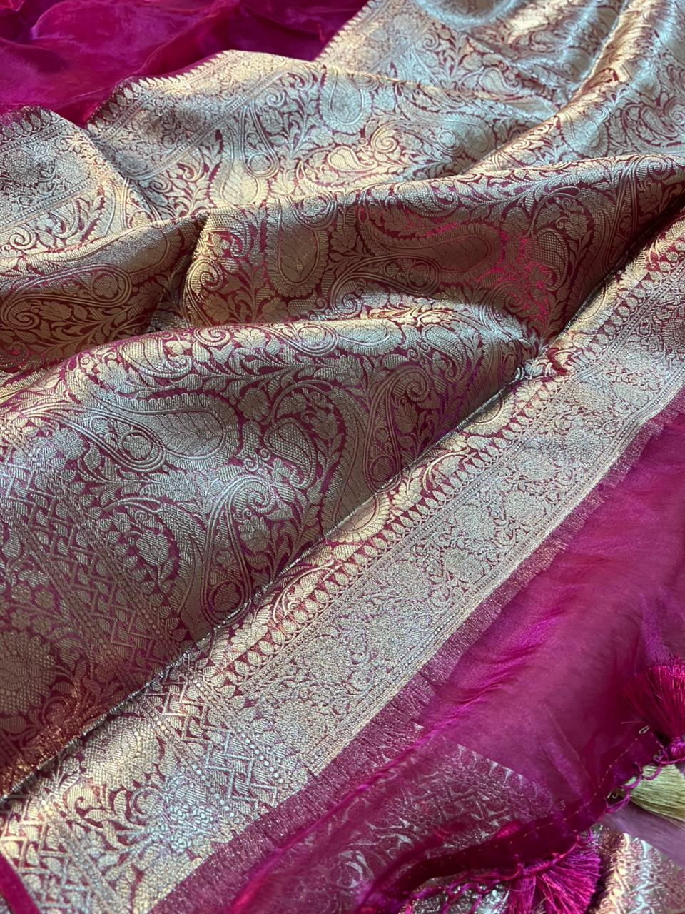 Pure tissue silk saree with rich pallu and blouse
