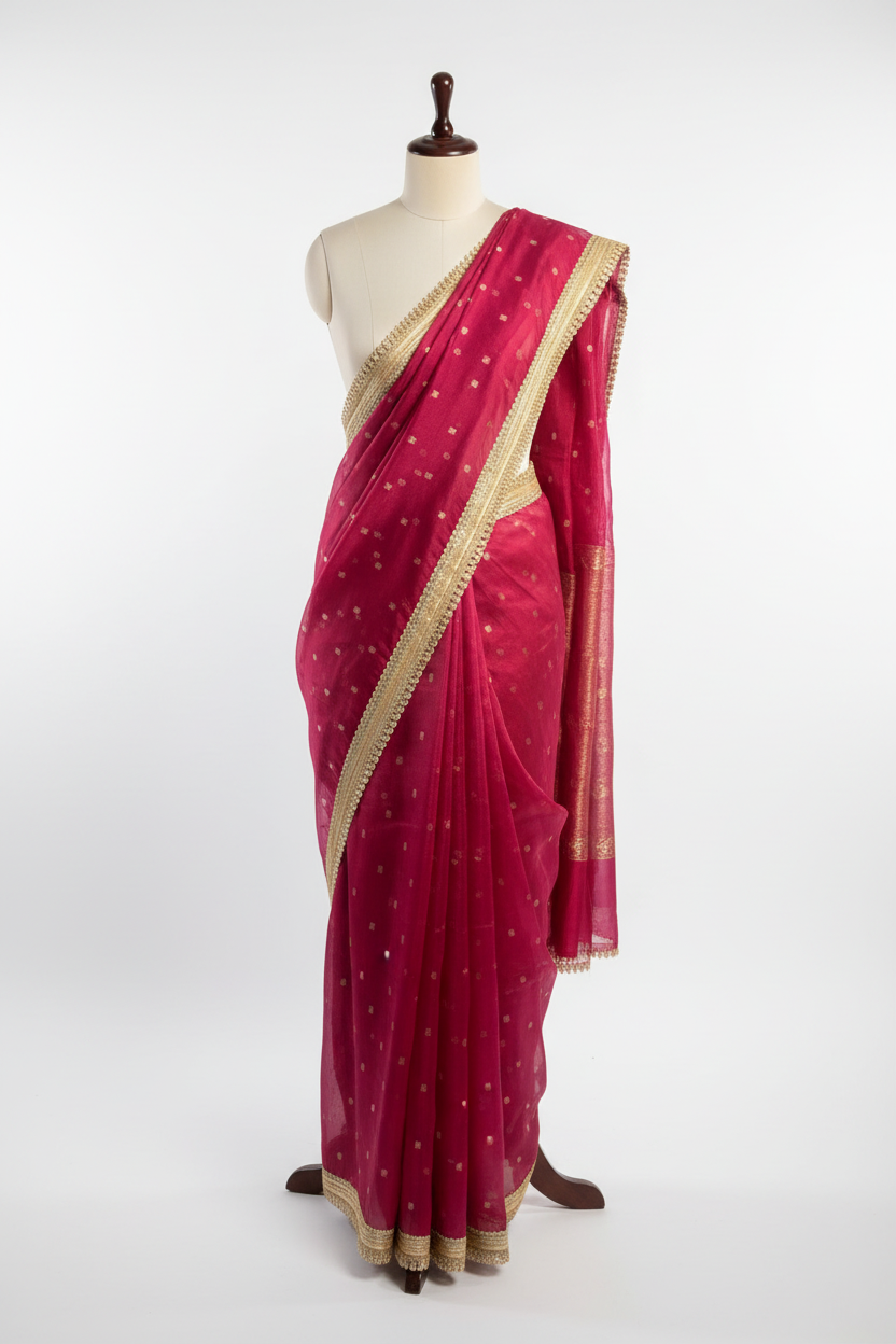 Metallic Rani Soft Tissue Silk Designer Banarasi Saree