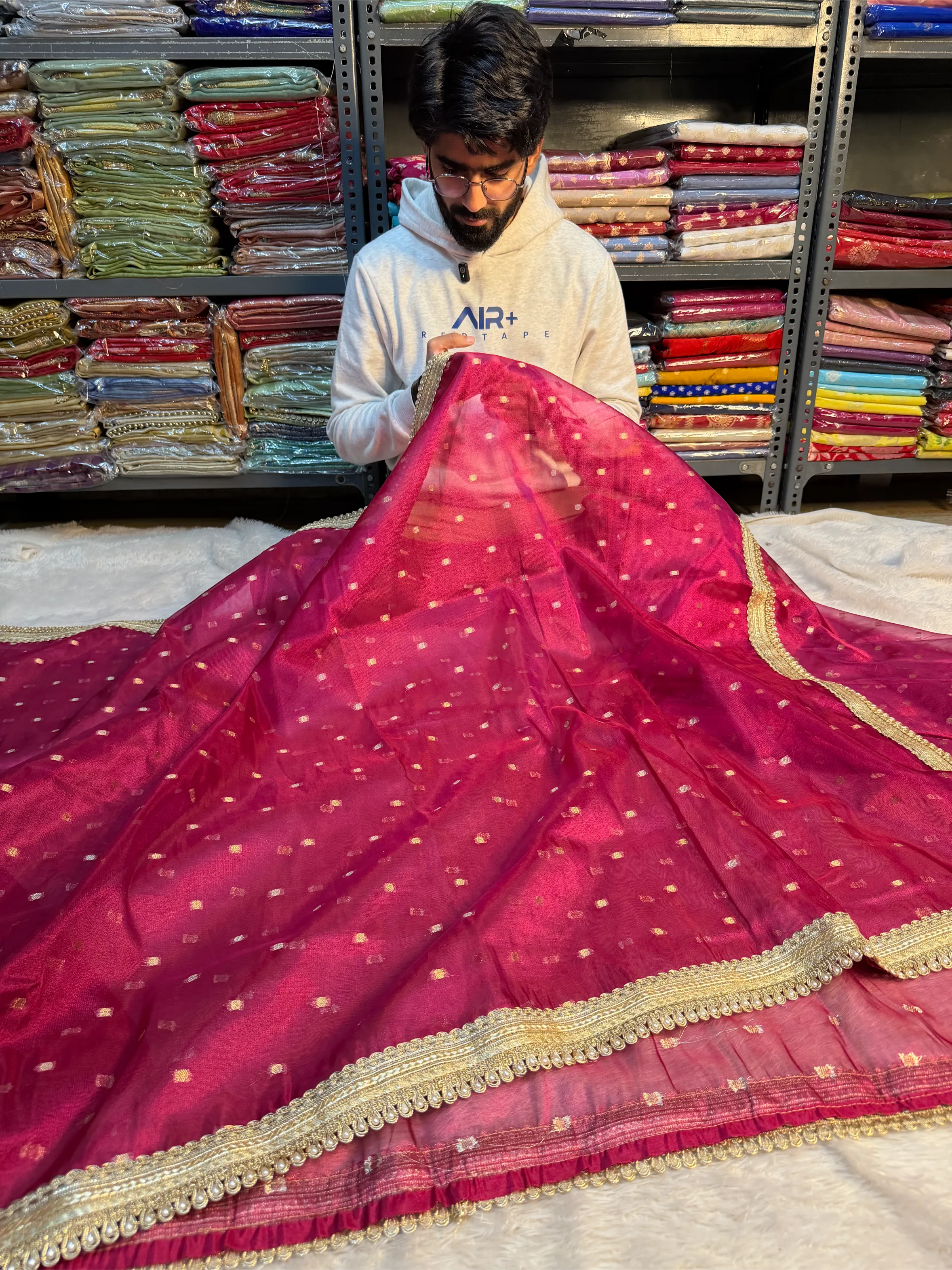 Metallic Rani Soft Tissue Silk Designer Banarasi Saree