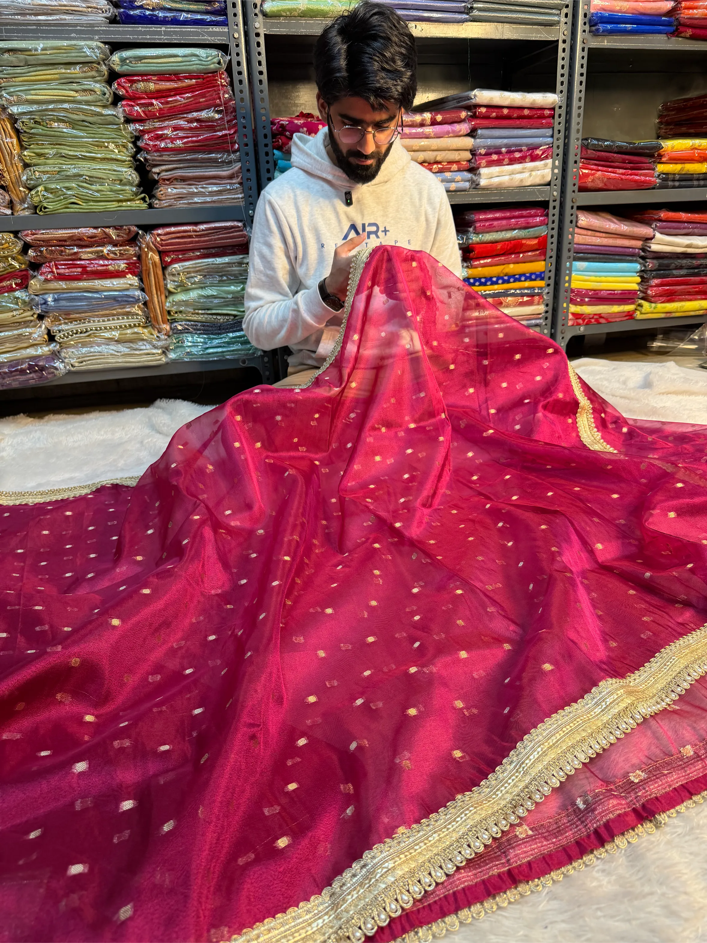 Metallic Rani Soft Tissue Silk Designer Banarasi Saree