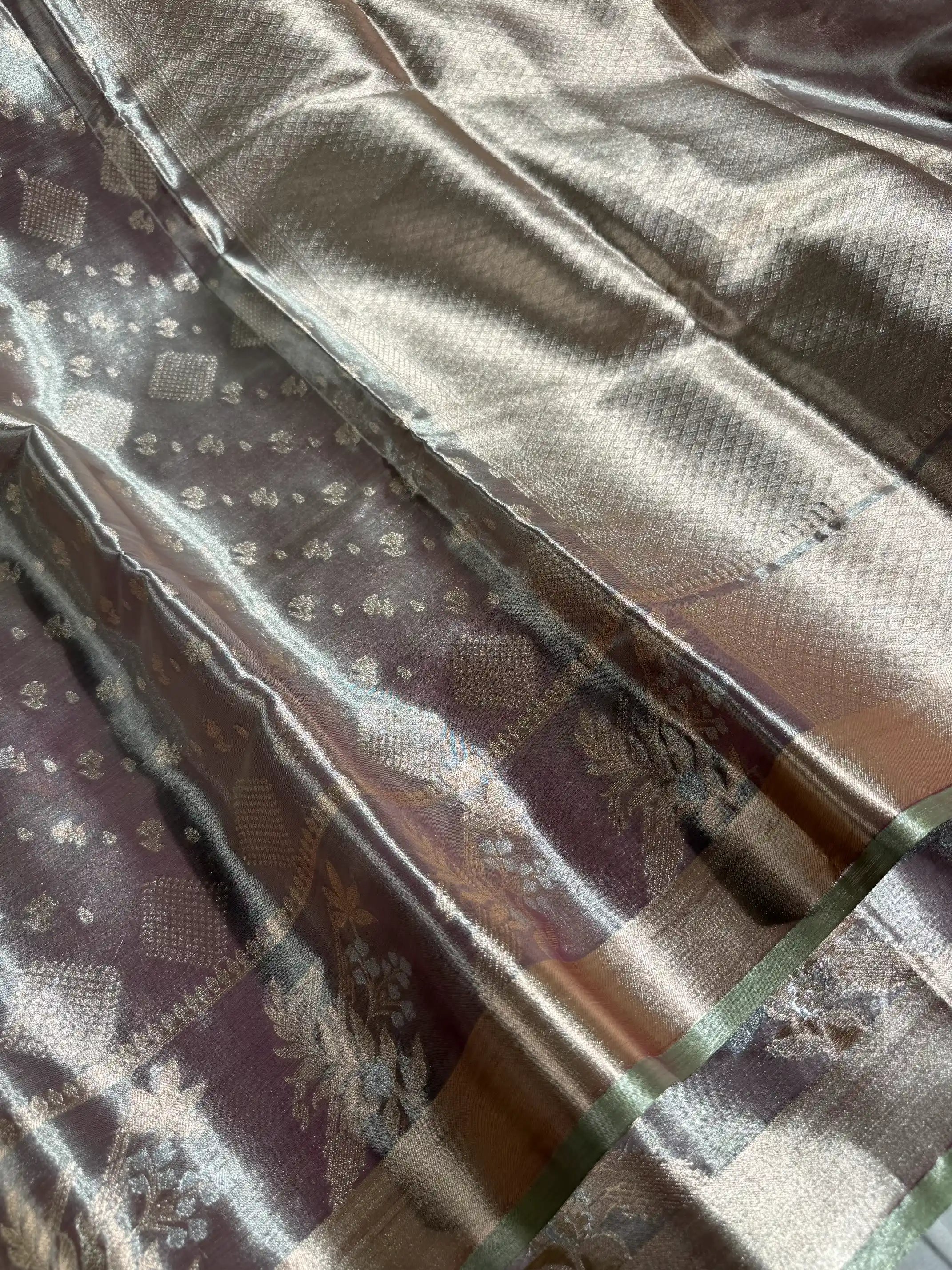 Mint Green Kathan Tissue Silk Banarasi saree