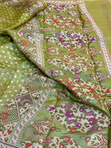 Mint Green Pure Tussar Silk Banarasi Saree