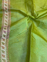 Mint Green Pure Tussar Silk Banarasi Saree