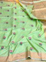 Mint Green Traditional Pure Katan Silk Banarasi Saree