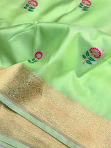 Mint Green Traditional Pure Katan Silk Banarasi Saree