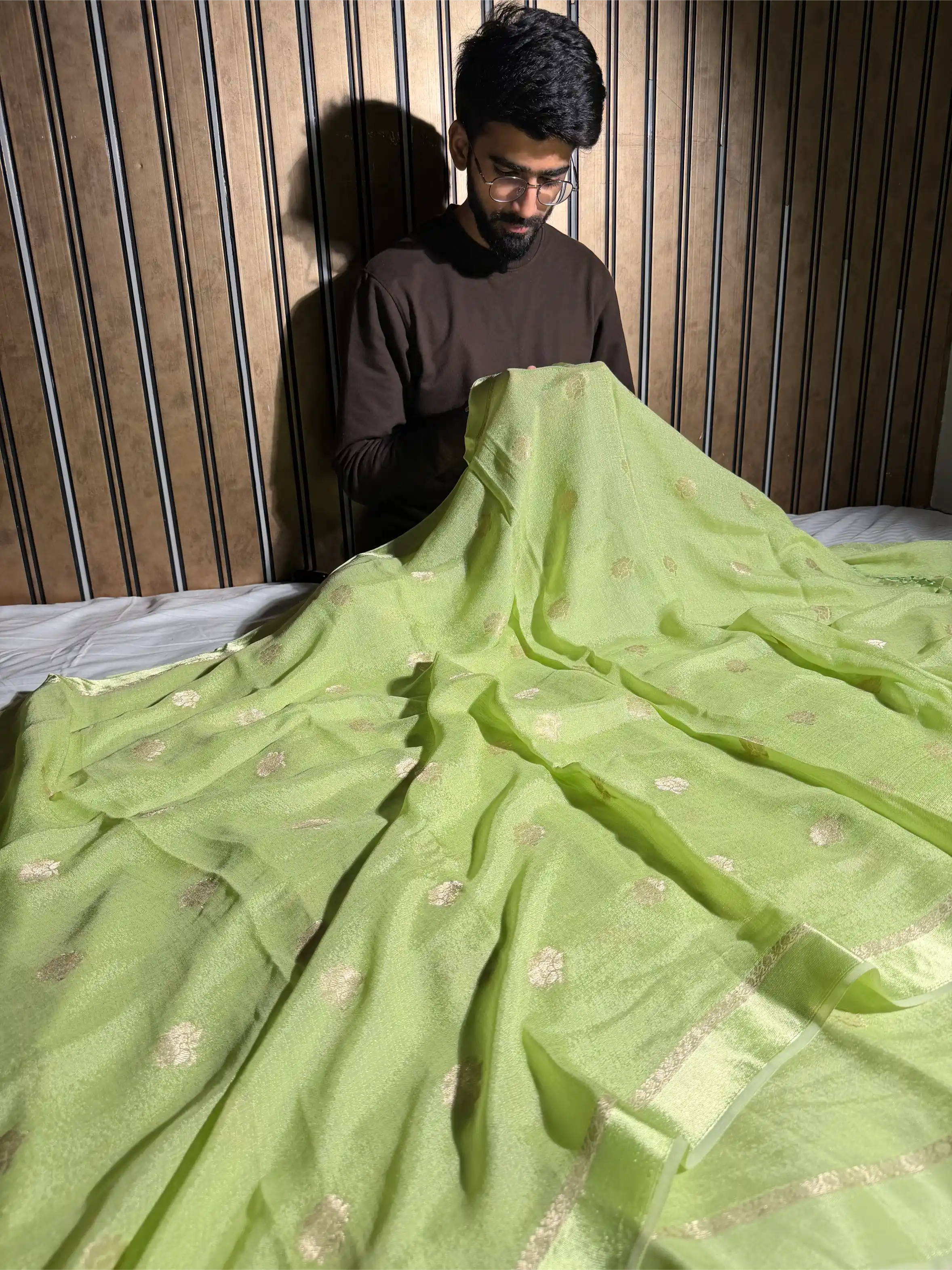 Mint Green Viscose Georgette Silk Traditional Buta Banarasi Saree