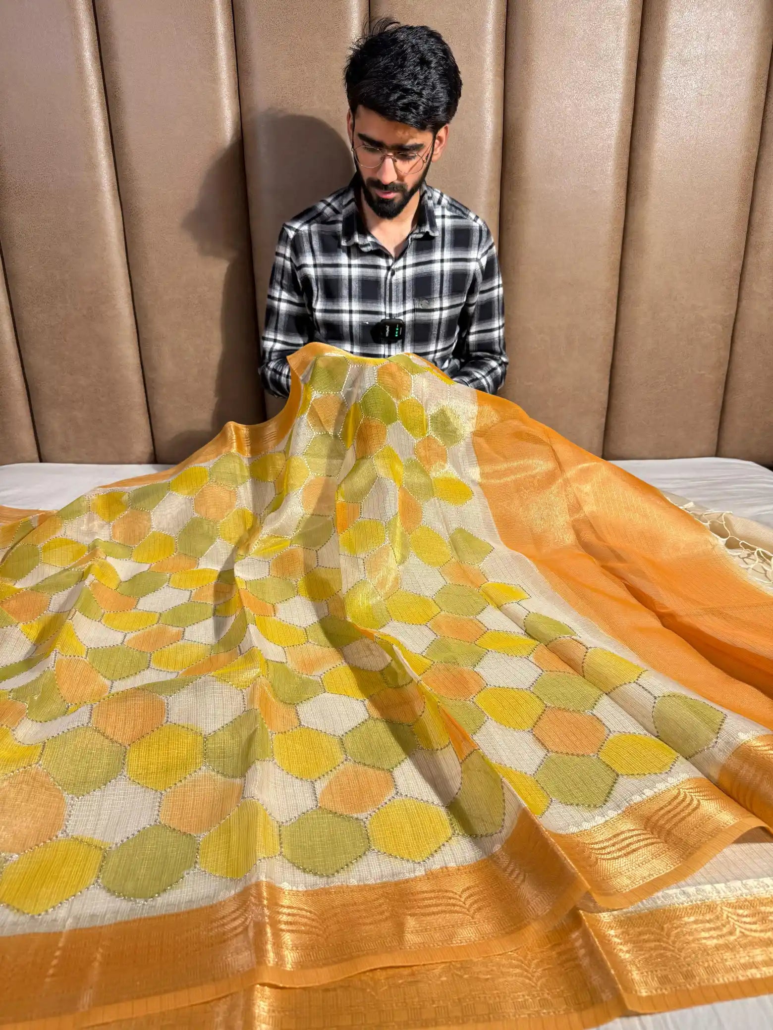 Multicolor Kota Tissue Rangkat Chikankari Embroidery Work Banarasi Saree