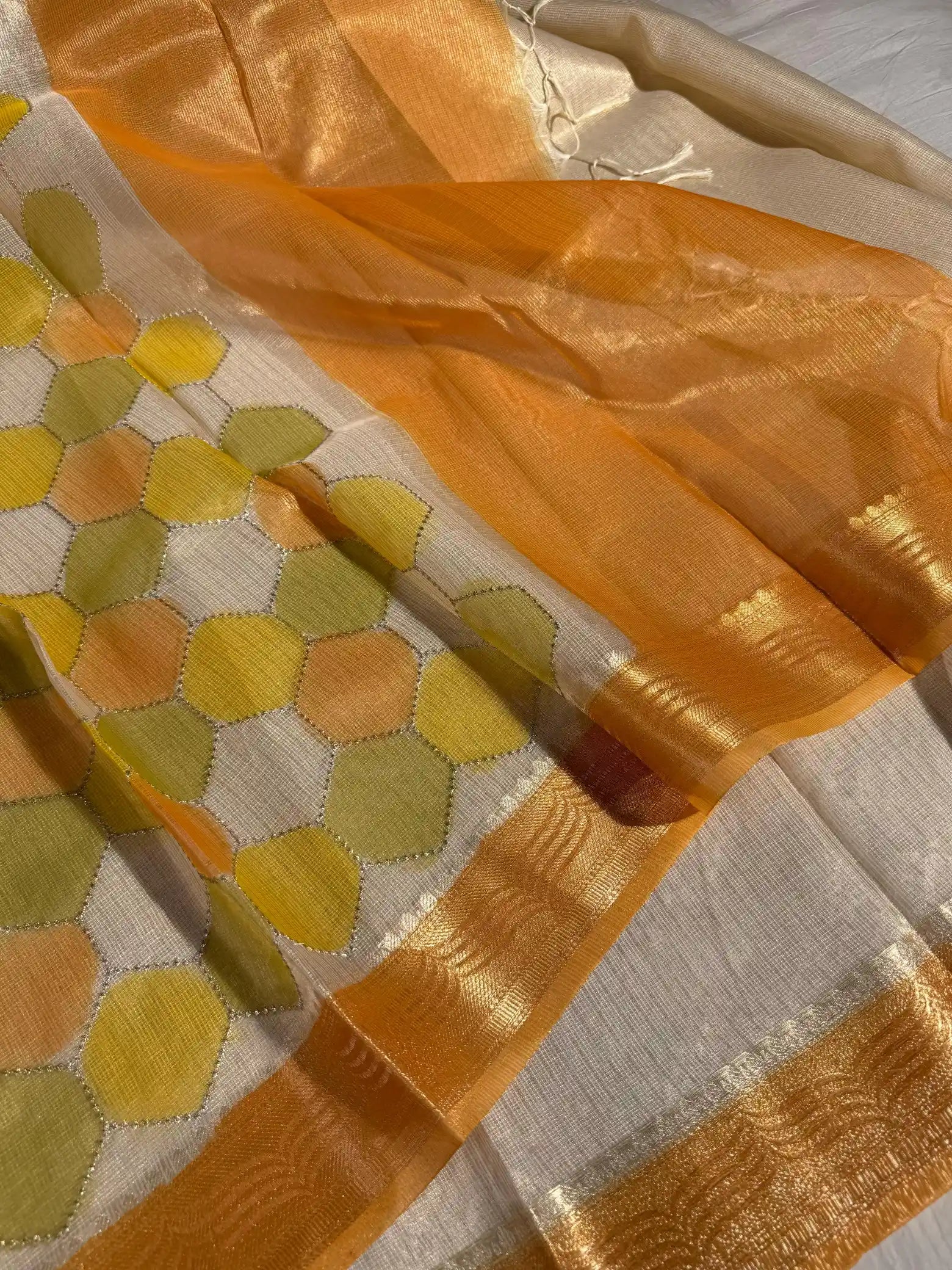 Multicolor Kota Tissue Rangkat Chikankari Embroidery Work Banarasi Saree