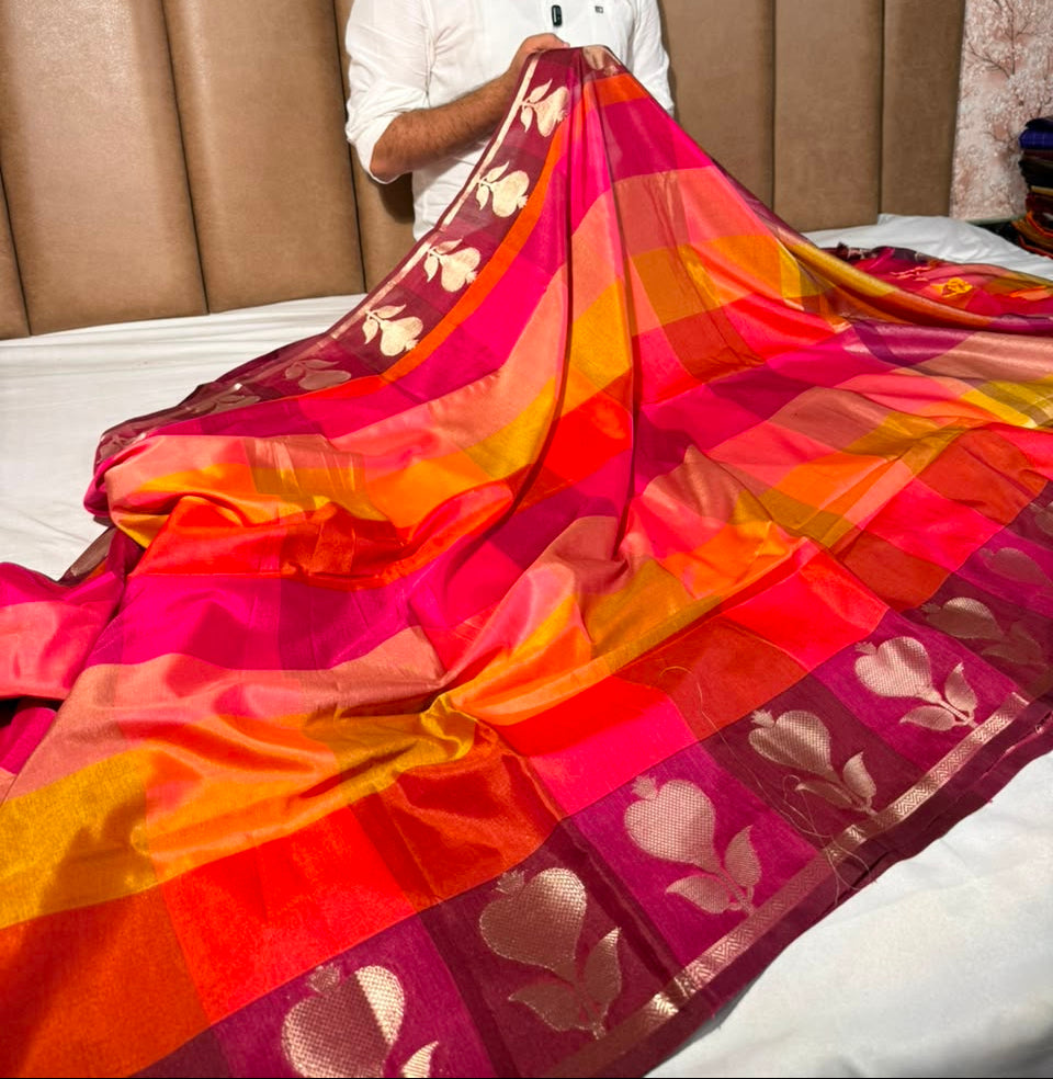 Multicoloured Contemporary Weave Banarasi Silk Saree