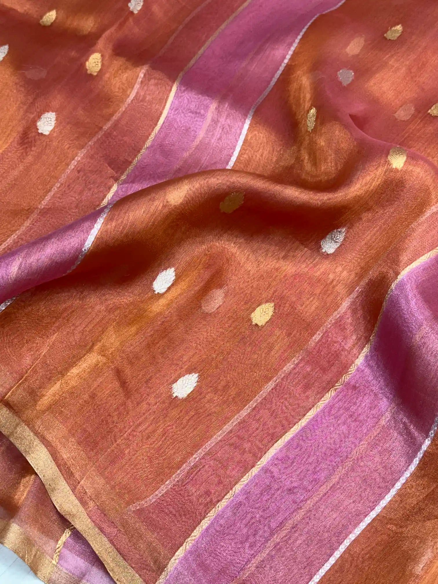 Multicoloured Handwoven Pure Tissue Silk Saree