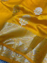 Mustard Yellow Chiniya Silk Traditional Banarasi Saree