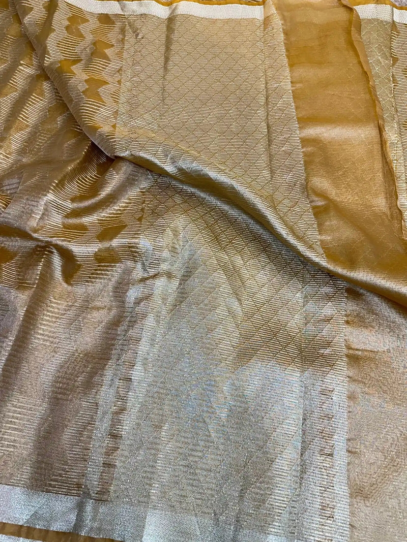 Mustard Yellow Soft Tissue Abstract Weave Saree