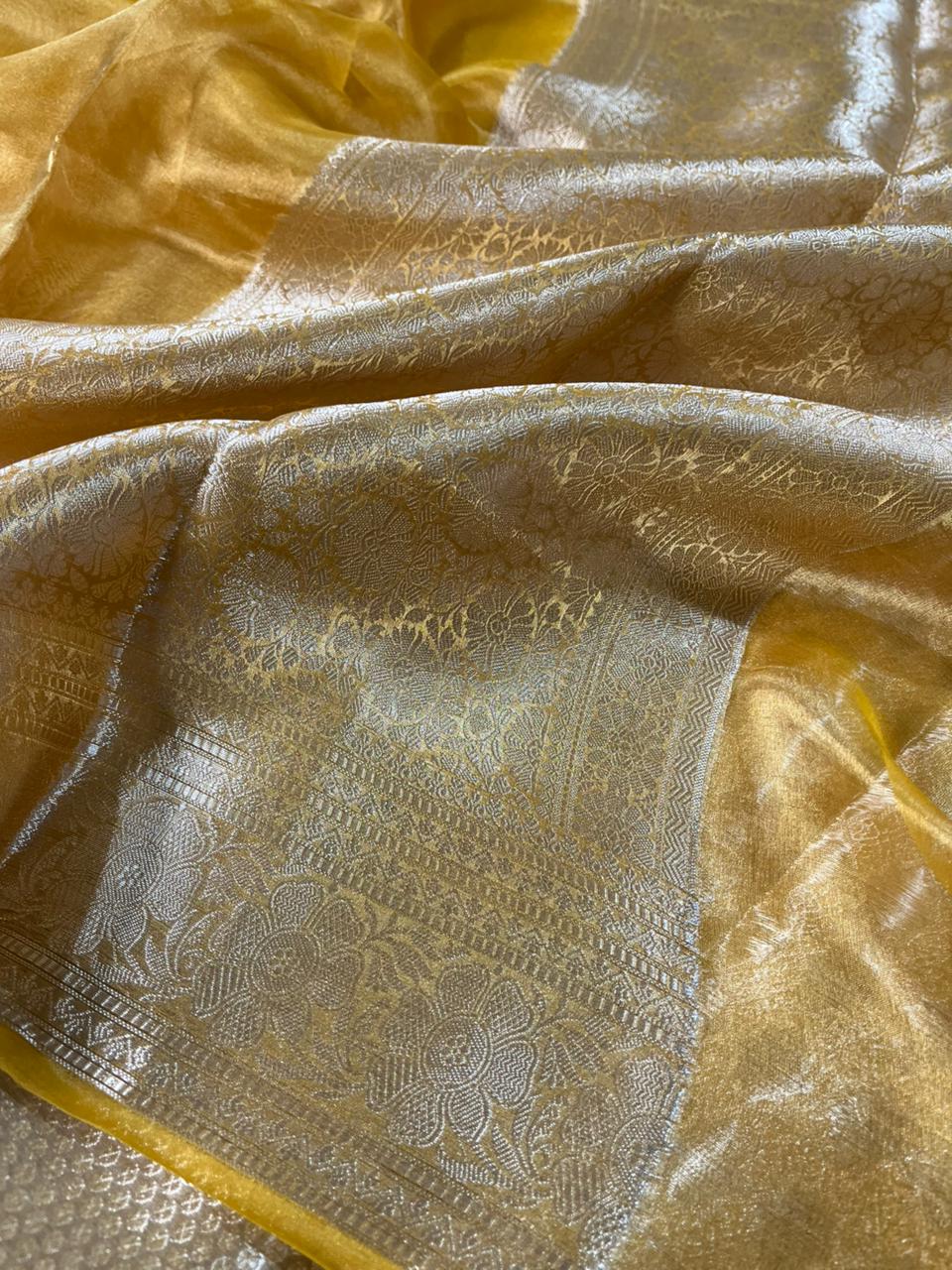 Mustard Colour Pure Banarasi Tissue Silk Banarasi Saree