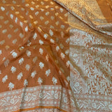 Mustard Yellow Buta Munga Silk Banarasi Saree