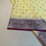 Mustard Yellow Georgette Katan Silk Khaddi Banarasi Saree
