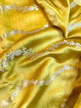 Mustard Yellow Pure Chiniya Silk Banarasi Saree