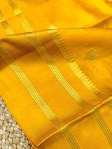 Mustard Yellow Raw Mango Silk Banarasi Saree