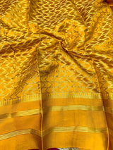 Mustard Yellow Raw Mango Silk Banarasi Saree