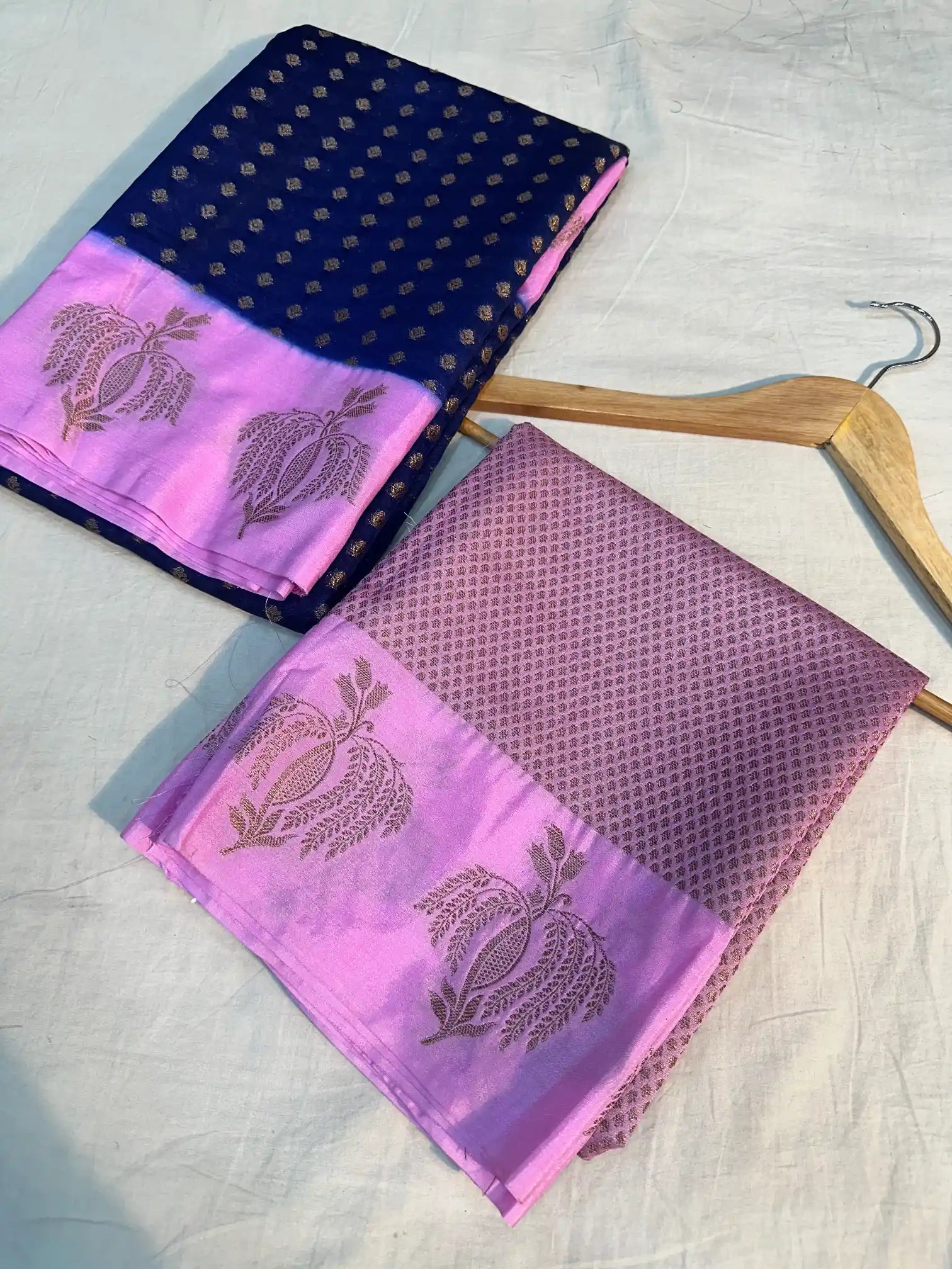 Navy Blue Chiniya silk zari Buti Banarasi Saree 